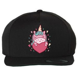 Unicorn Valentine's Day Heart Cute Gift Wool Snapback Cap