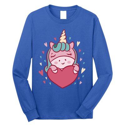 Unicorn Valentine's Day Heart Cute Gift Long Sleeve Shirt