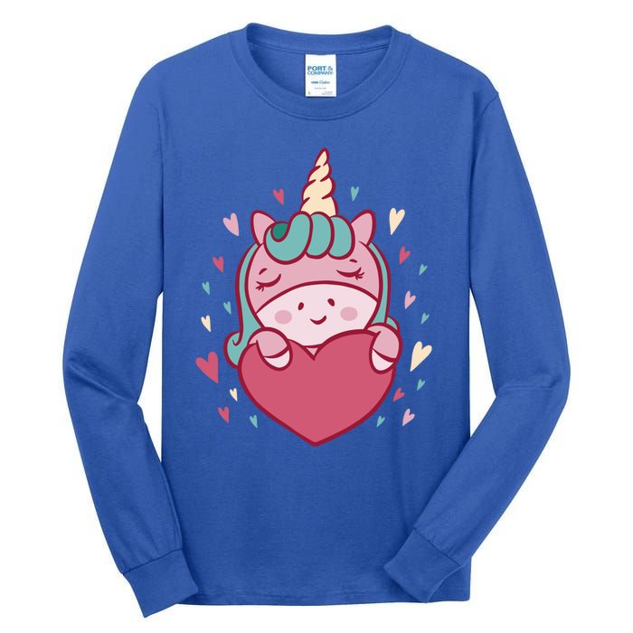 Unicorn Valentine's Day Heart Cute Gift Tall Long Sleeve T-Shirt