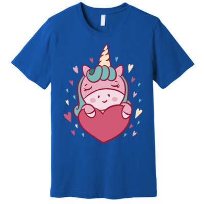 Unicorn Valentine's Day Heart Cute Gift Premium T-Shirt