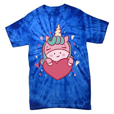 Unicorn Valentine's Day Heart Cute Gift Tie-Dye T-Shirt