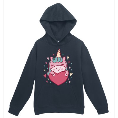 Unicorn Valentine's Day Heart Cute Gift Urban Pullover Hoodie