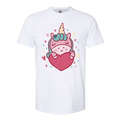 Unicorn Valentine's Day Heart Cute Gift Softstyle CVC T-Shirt