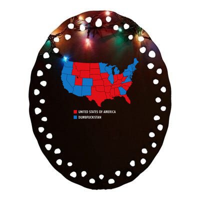 Usa V Dumbfuckistan Republicans 2020 Election Map Ceramic Oval Ornament