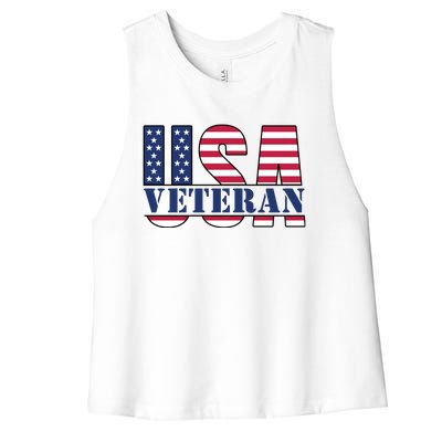 Usa Veteran Flag Women's Racerback Cropped Tank