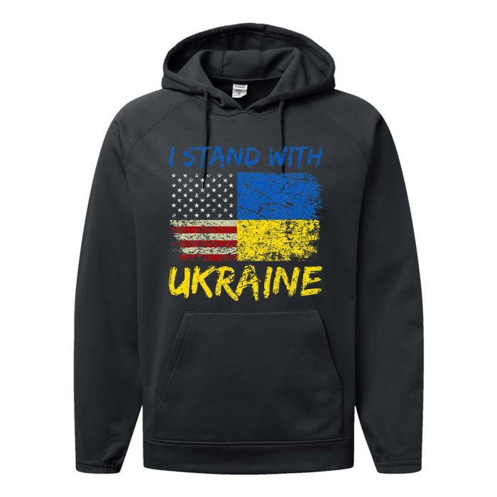 Ukraine Vintage Flag Ukrainian Lovers Ukraine Pride Performance Fleece Hoodie