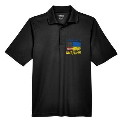 Ukraine Vintage Flag Ukrainian Lovers Ukraine Pride Men's Origin Performance Pique Polo