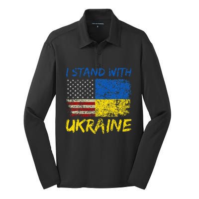 Ukraine Vintage Flag Ukrainian Lovers Ukraine Pride Silk Touch Performance Long Sleeve Polo