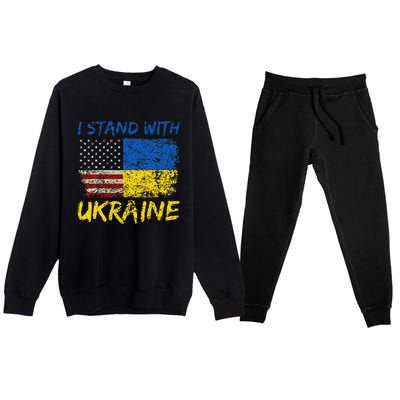 Ukraine Vintage Flag Ukrainian Lovers Ukraine Pride Premium Crewneck Sweatsuit Set