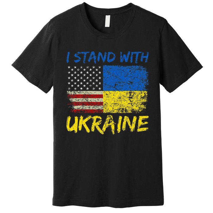 Ukraine Vintage Flag Ukrainian Lovers Ukraine Pride Premium T-Shirt