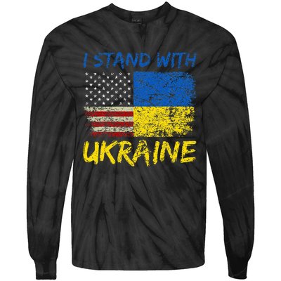 Ukraine Vintage Flag Ukrainian Lovers Ukraine Pride Tie-Dye Long Sleeve Shirt