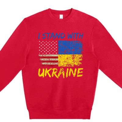 Ukraine Vintage Flag Ukrainian Lovers Ukraine Pride Premium Crewneck Sweatshirt