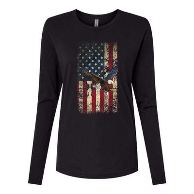 US Vintage flag for american Independence Day on 4th of July Womens Cotton Relaxed Long Sleeve T-Shirt