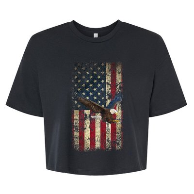 US Vintage flag for american Independence Day on 4th of July Bella+Canvas Jersey Crop Tee