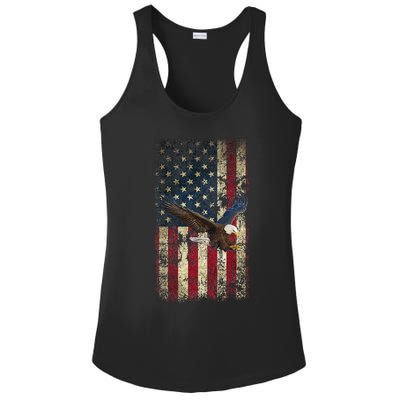 US Vintage flag for american Independence Day on 4th of July Ladies PosiCharge Competitor Racerback Tank