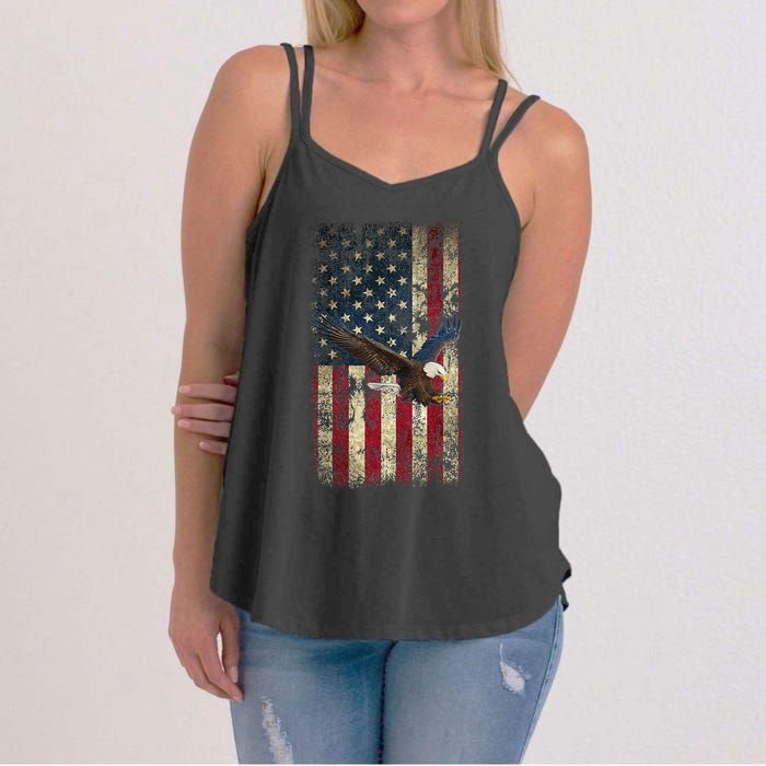 US Vintage flag for american Independence Day on 4th of July Women's Strappy Tank