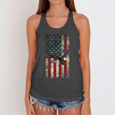 US Vintage flag for american Independence Day on 4th of July Women's Knotted Racerback Tank