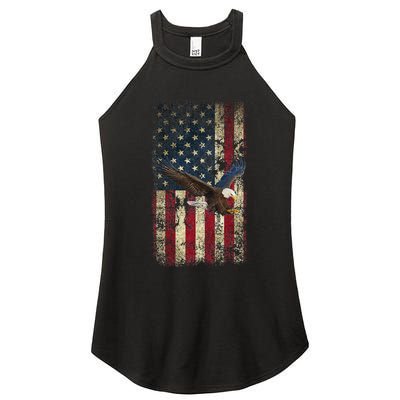 US Vintage flag for american Independence Day on 4th of July Women's Perfect Tri Rocker Tank