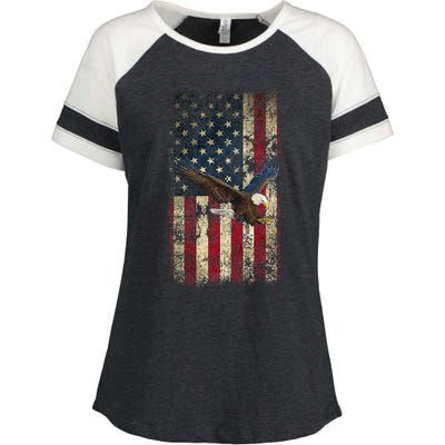 US Vintage flag for american Independence Day on 4th of July Enza Ladies Jersey Colorblock Tee