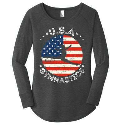 USA Vintage Gymnastics Team Retro Support USA Gymnast Women's Perfect Tri Tunic Long Sleeve Shirt