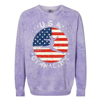 Usa Vintage Gymnastics Team Retro Support Usa Women Gymnast Colorblast Crewneck Sweatshirt