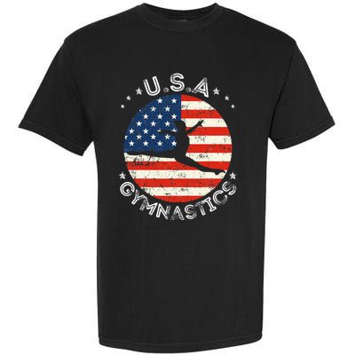 Usa Vintage Gymnastics Team Retro Support Usa Women Gymnast Garment-Dyed Heavyweight T-Shirt