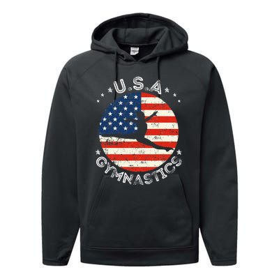 Usa Vintage Gymnastics Team Retro Support Usa Women Gymnast Performance Fleece Hoodie