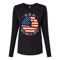 Usa Vintage Gymnastics Team Retro Support Usa Women Gymnast Womens Cotton Relaxed Long Sleeve T-Shirt