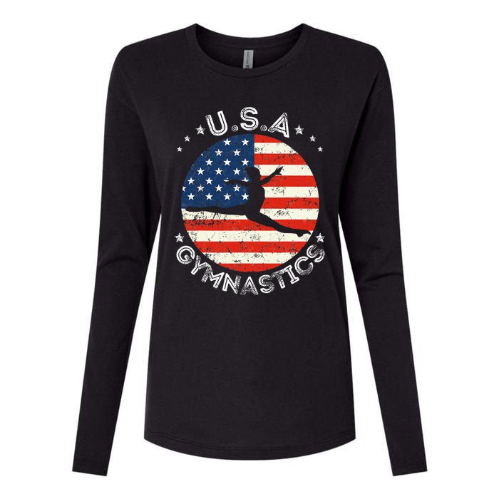 Usa Vintage Gymnastics Team Retro Support Usa Women Gymnast Womens Cotton Relaxed Long Sleeve T-Shirt