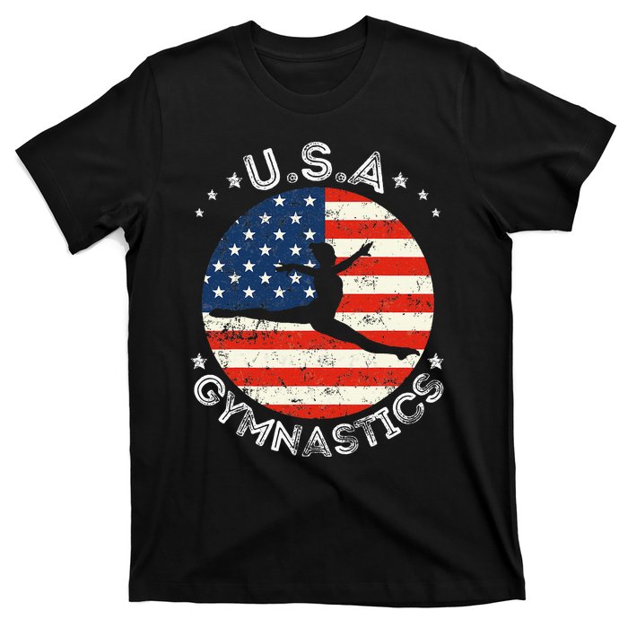 Usa Vintage Gymnastics Team Retro Support Usa Women Gymnast T-Shirt