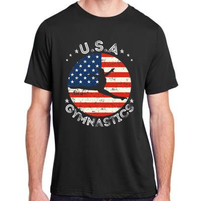 Usa Vintage Gymnastics Team Retro Support Usa Women Gymnast Adult ChromaSoft Performance T-Shirt