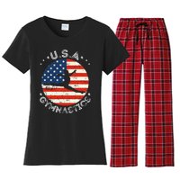 Usa Vintage Gymnastics Team Retro Support Usa Women Gymnast Women's Flannel Pajama Set