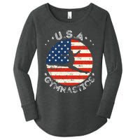 Usa Vintage Gymnastics Team Retro Support Usa Women Gymnast Women's Perfect Tri Tunic Long Sleeve Shirt