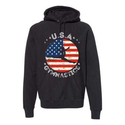 Usa Vintage Gymnastics Team Retro Support Usa Women Gymnast Premium Hoodie