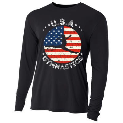 Usa Vintage Gymnastics Team Retro Support Usa Women Gymnast Cooling Performance Long Sleeve Crew