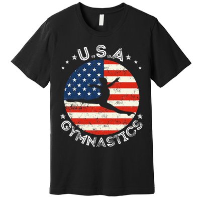 Usa Vintage Gymnastics Team Retro Support Usa Women Gymnast Premium T-Shirt