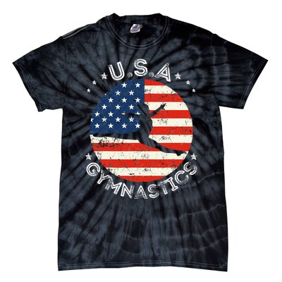 Usa Vintage Gymnastics Team Retro Support Usa Women Gymnast Tie-Dye T-Shirt