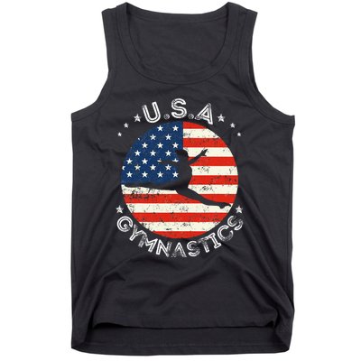 Usa Vintage Gymnastics Team Retro Support Usa Women Gymnast Tank Top