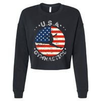 Usa Vintage Gymnastics Team Retro Support Usa Women Gymnast Cropped Pullover Crew