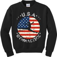 Usa Vintage Gymnastics Team Retro Support Usa Women Gymnast Kids Sweatshirt