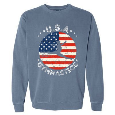 Usa Vintage Gymnastics Team Retro Support Usa Women Gymnast Garment-Dyed Sweatshirt