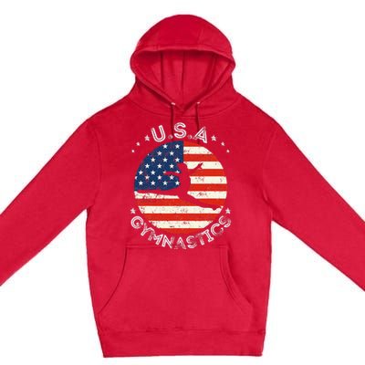 Usa Vintage Gymnastics Team Retro Support Usa Women Gymnast Premium Pullover Hoodie