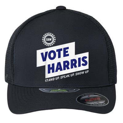 Uaw Vote Harris Stand Up Speak Up Show Up Trump Is A Scab Flexfit Unipanel Trucker Cap