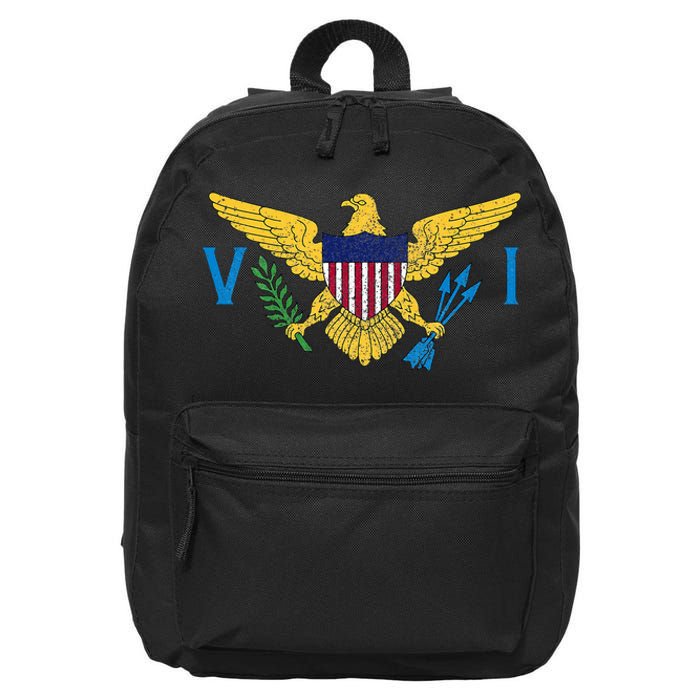 Us Virgin Islands Usvi Flag Pride Souvenir 16 in Basic Backpack