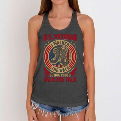 U.S. Veteran I Walked The Walk So You Could Talk The Talk Women's Knotted Racerback Tank