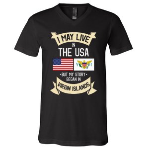 Us Virgin Islands Roots American Flag Usa Gifts V-Neck T-Shirt