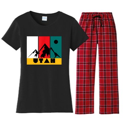 Utah Vintage Logo Park City Utah Retro Skiing Women's Flannel Pajama Set