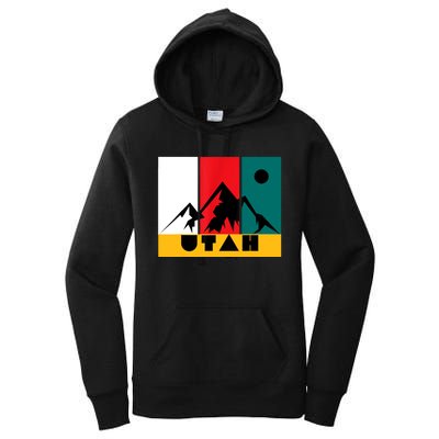 Utah Vintage Logo Park City Utah Retro Skiing Women's Pullover Hoodie