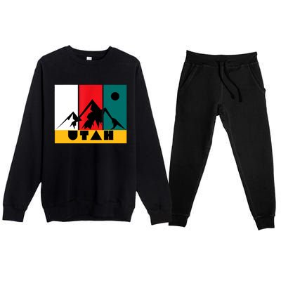 Utah Vintage Logo Park City Utah Retro Skiing Premium Crewneck Sweatsuit Set