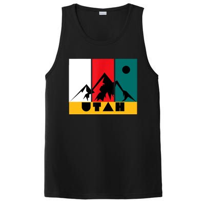 Utah Vintage Logo Park City Utah Retro Skiing PosiCharge Competitor Tank